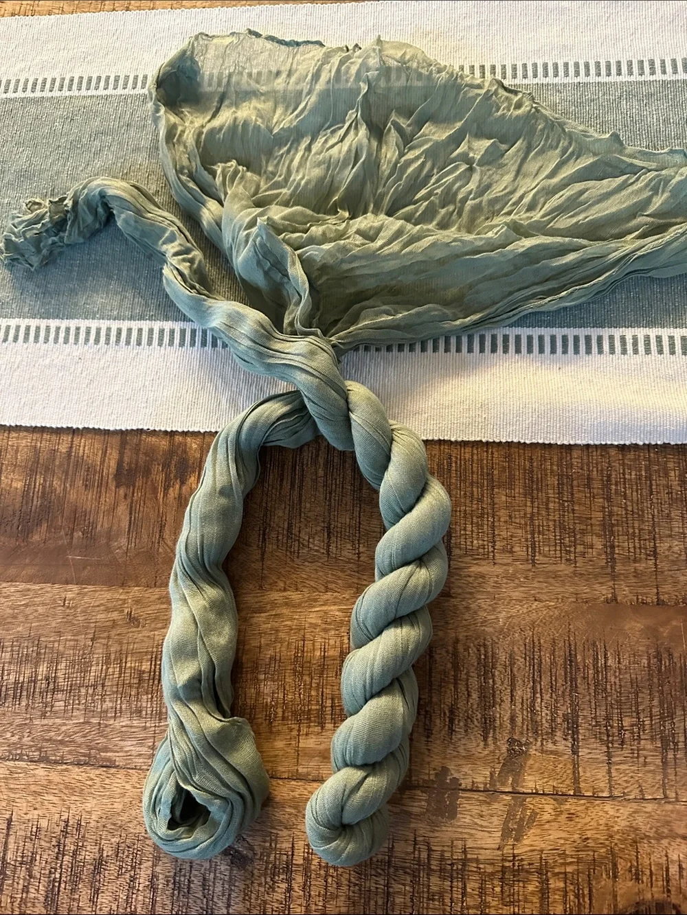 Light Sage 10ft gauze table runner